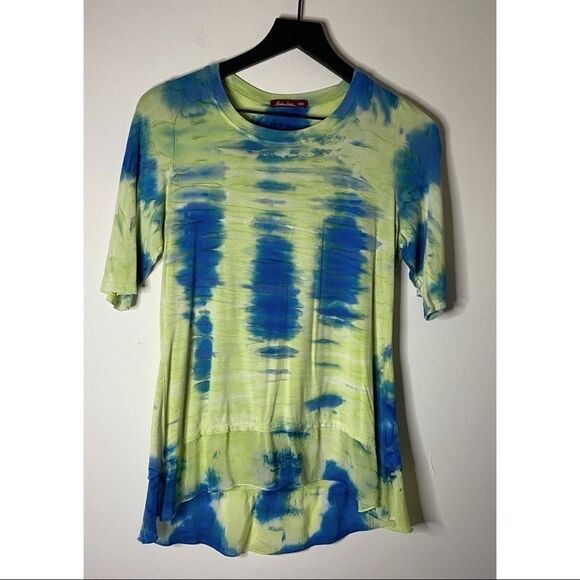 Barbara Lesser Blue & Green Tie Dye Top XS - Picture 1 of 7